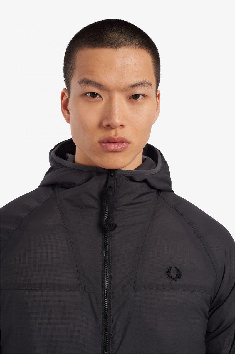 Black Fred Perry Insulated Hooded Men's Jackets | PH 1195JPQJ